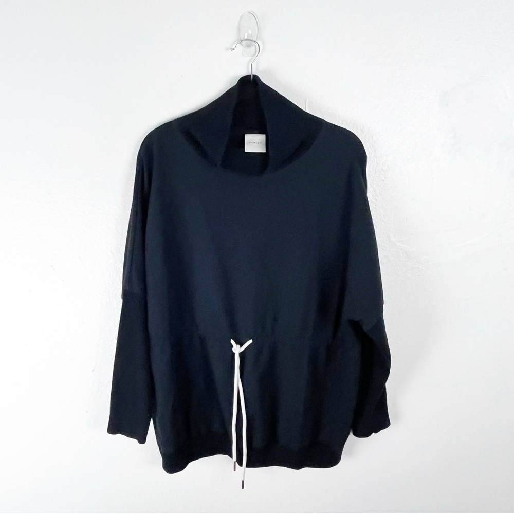 VARLEY Black Adeline Long Ribbed Sleeves Tie Waist High Neck Sweatshirt Medium